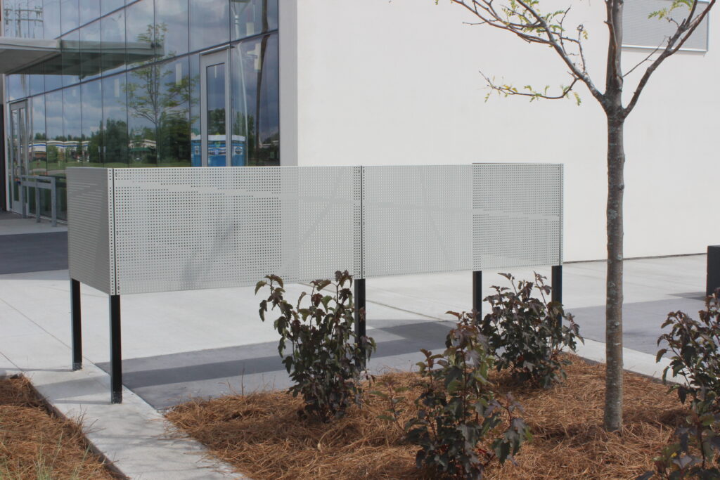 Stellarcraft Nova Privacy Screen in Weathering Steel at Kirkwood Community College in Iowa