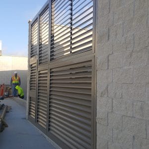 louvered screen , louvered panel wall , louvered wall