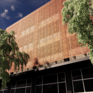 altair perforated panel, perforated metal, metal screen, weathering steel