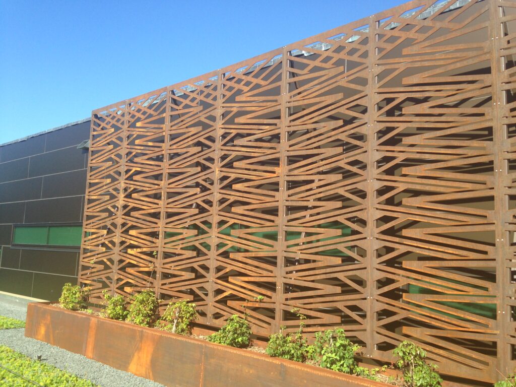 weathering steel, corten, decorative metal , metal fence, airport fence