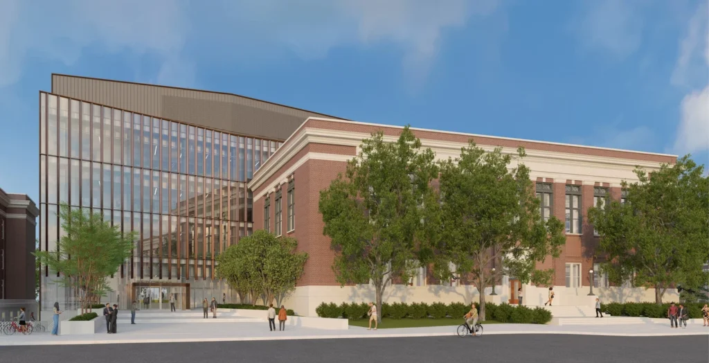 Architectural drawing of metal building perforated panel facade