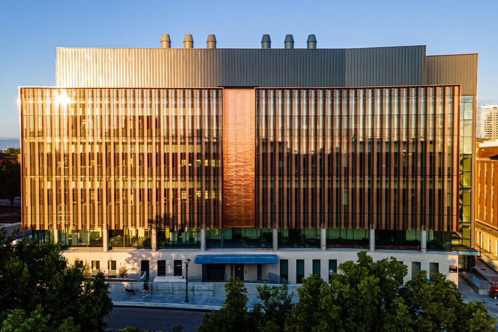 Architectural renovation of building exterior featuring StellarCraft's perforated panels