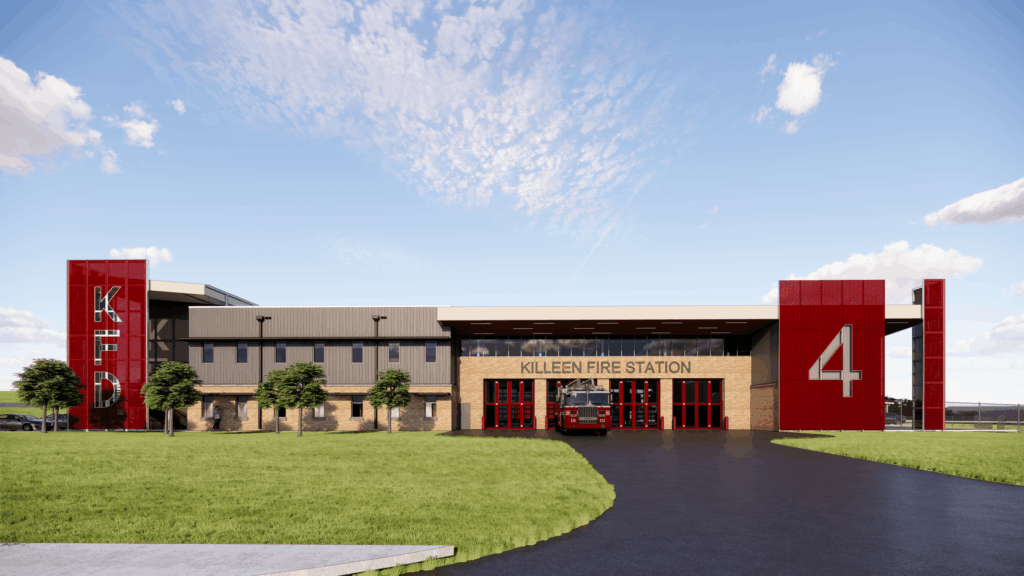 Red Perforated Panel for Killeen Fire Station