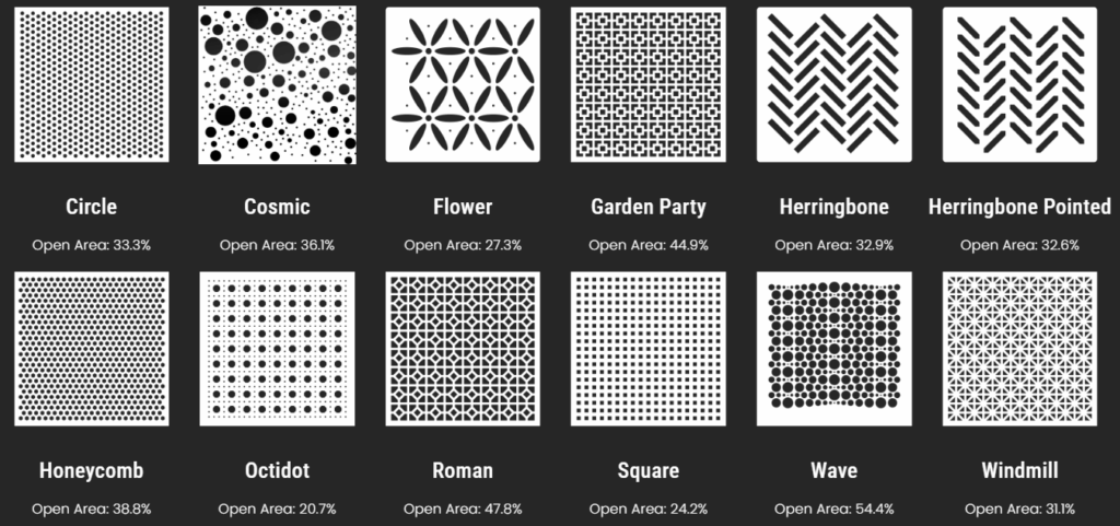 Perforated pattern samples from StellarCraft website