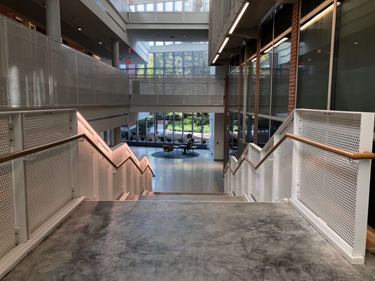 integrated lighting options for perforated metal railing