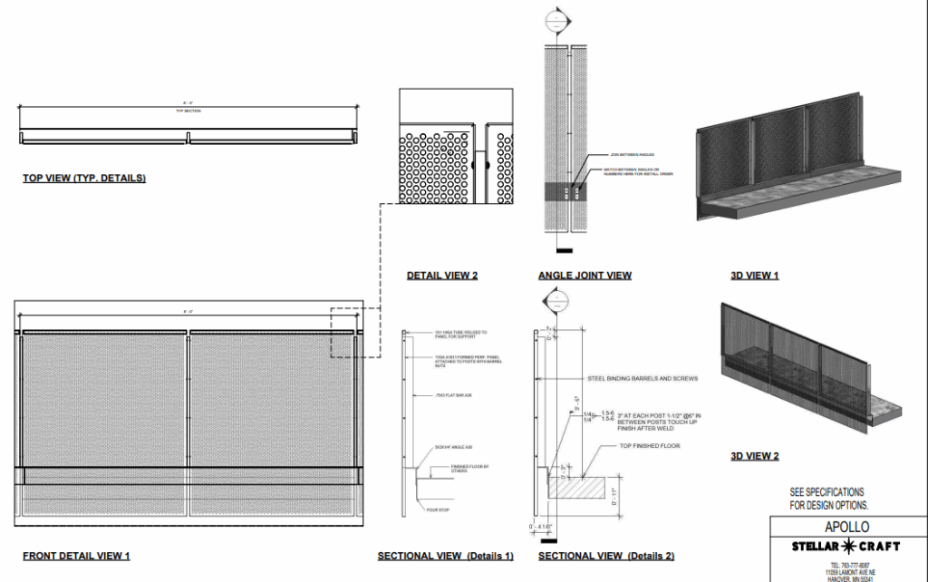 Stellarcraft technical drawings of Apollo Guardrail