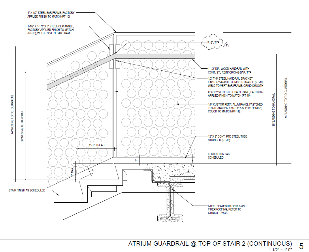 drawing of stair stringer for apollo guardrail stystem