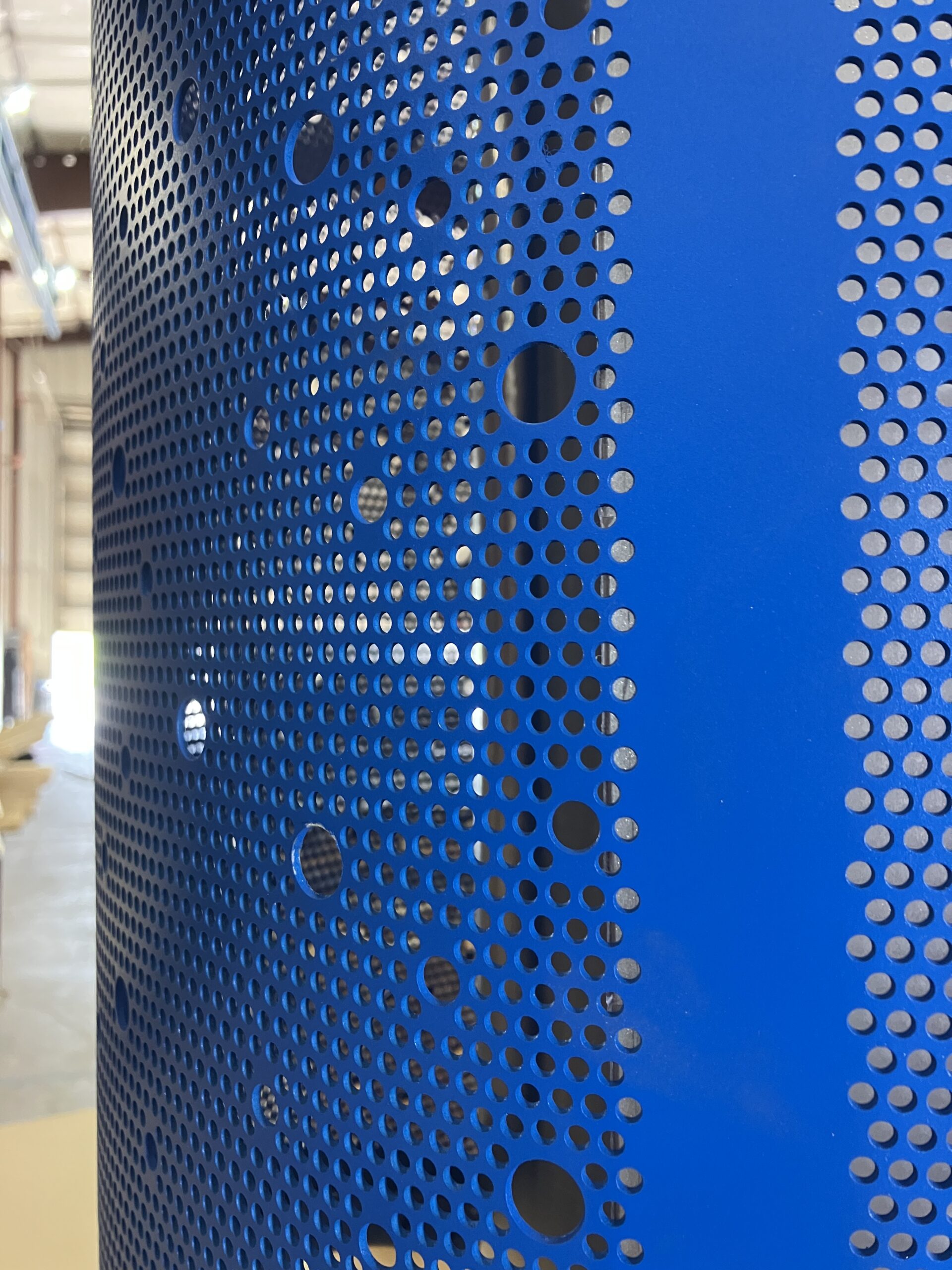AAMA 2605 blue power coated rolled perforated panel