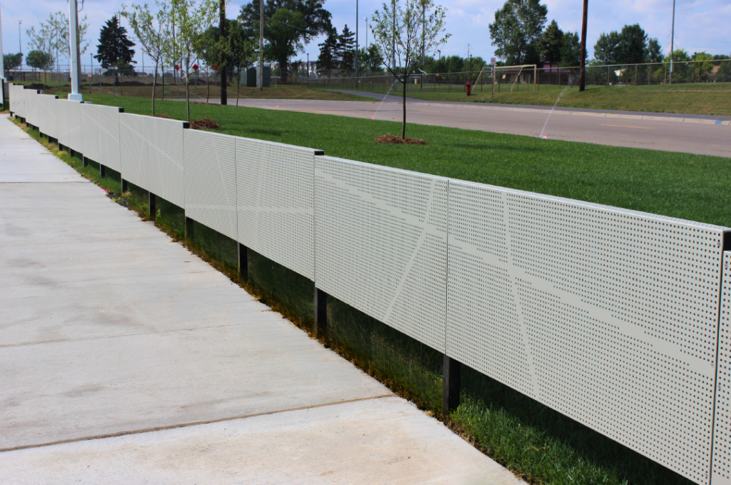 610 Nobel Park and Ride Metro Transit metal fence panels for parking lot boundary