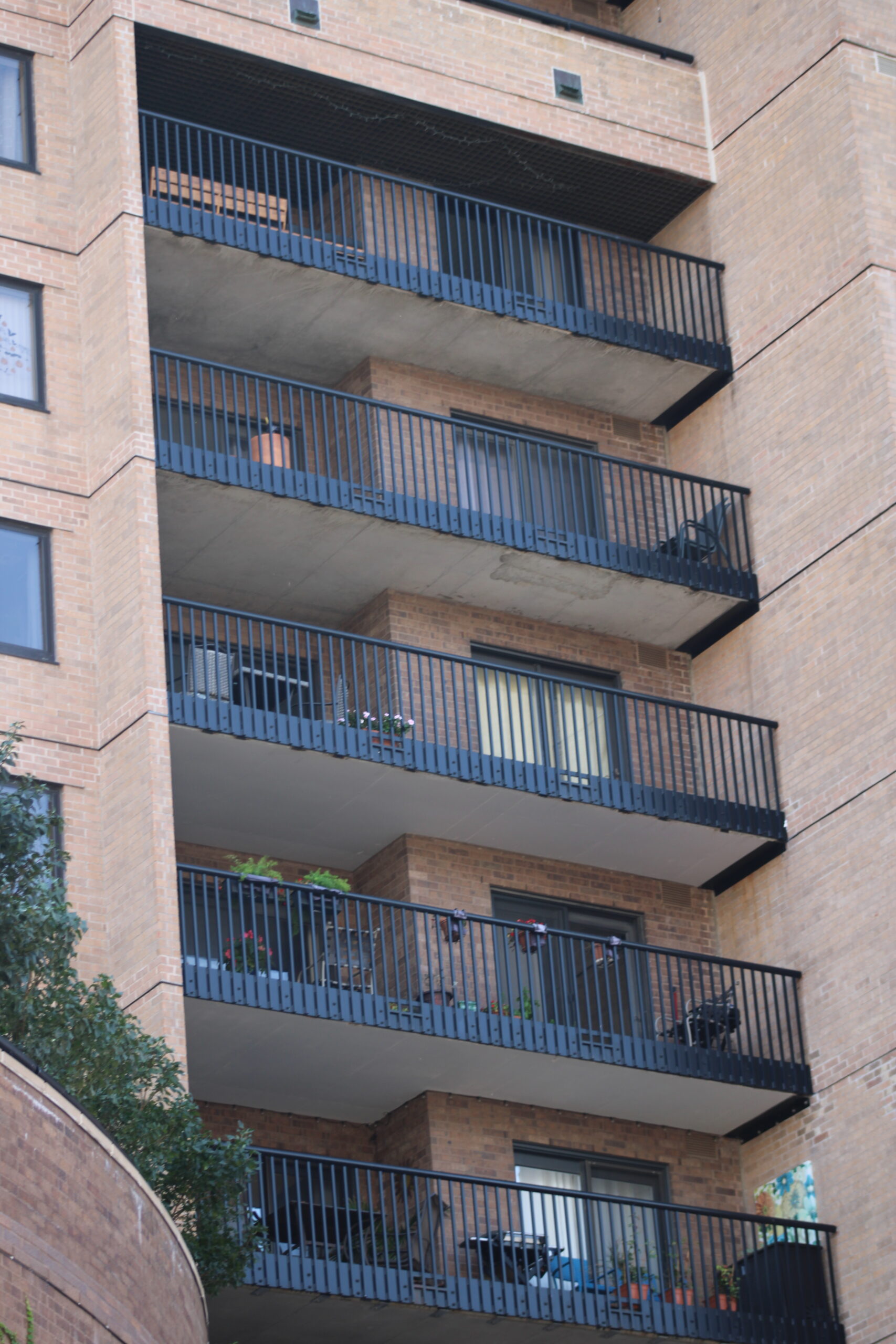 installed balcony system with picket guardrails