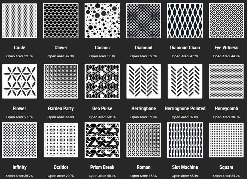 StellarCraft Perforated Pattern Examples